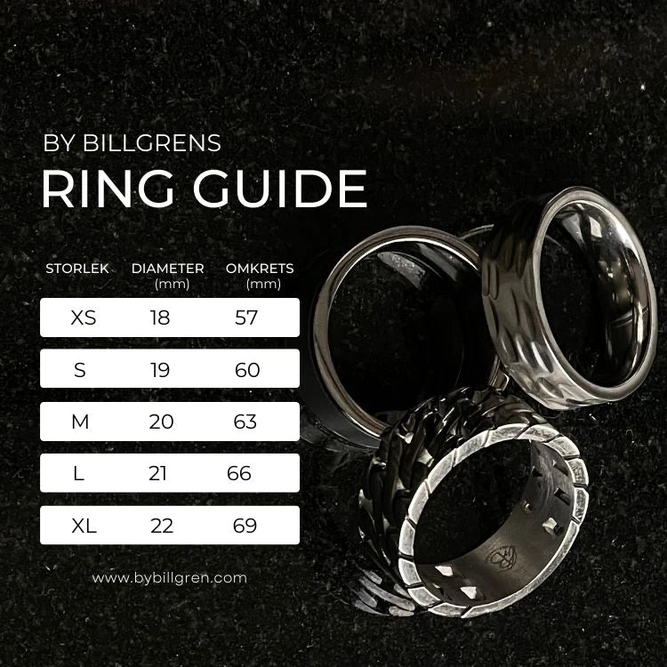 By Billgren - Herre ring, stål med sort plade - Model: 5614