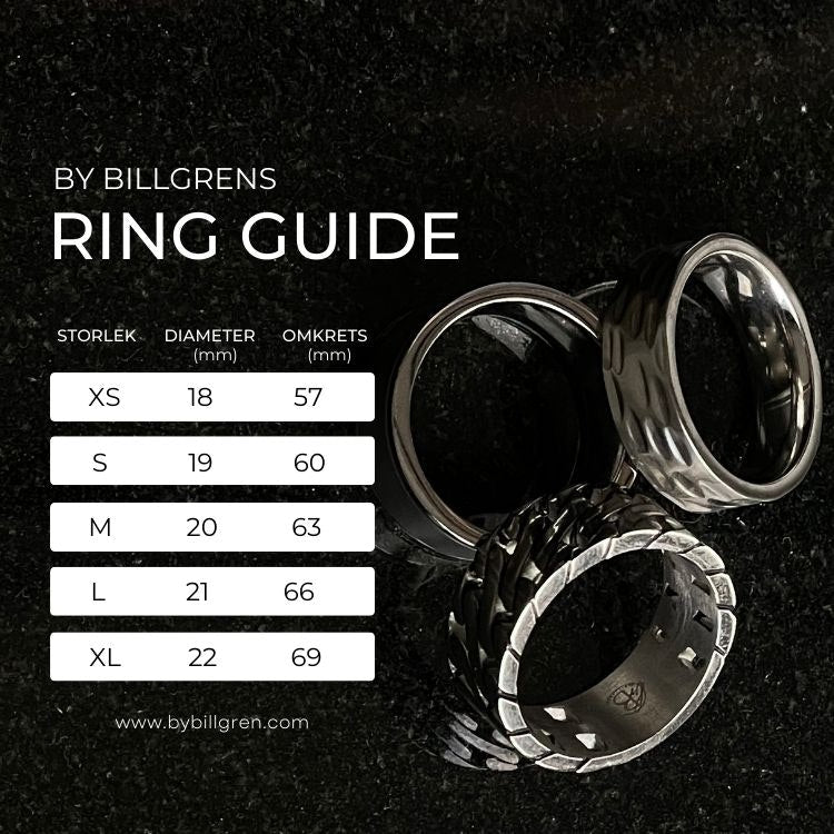 By Billgren - Herrering, rustfrit stål og sort plade - Model: 5630