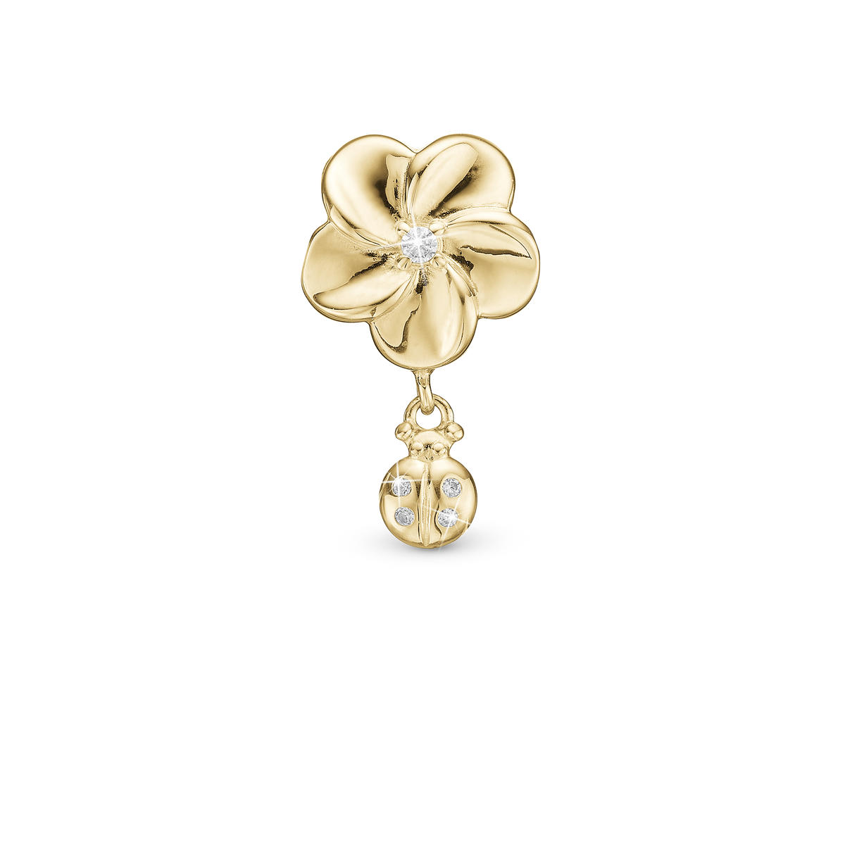 Christina Flower and Ladybird charm i forgyldt sølv – model 630-G263