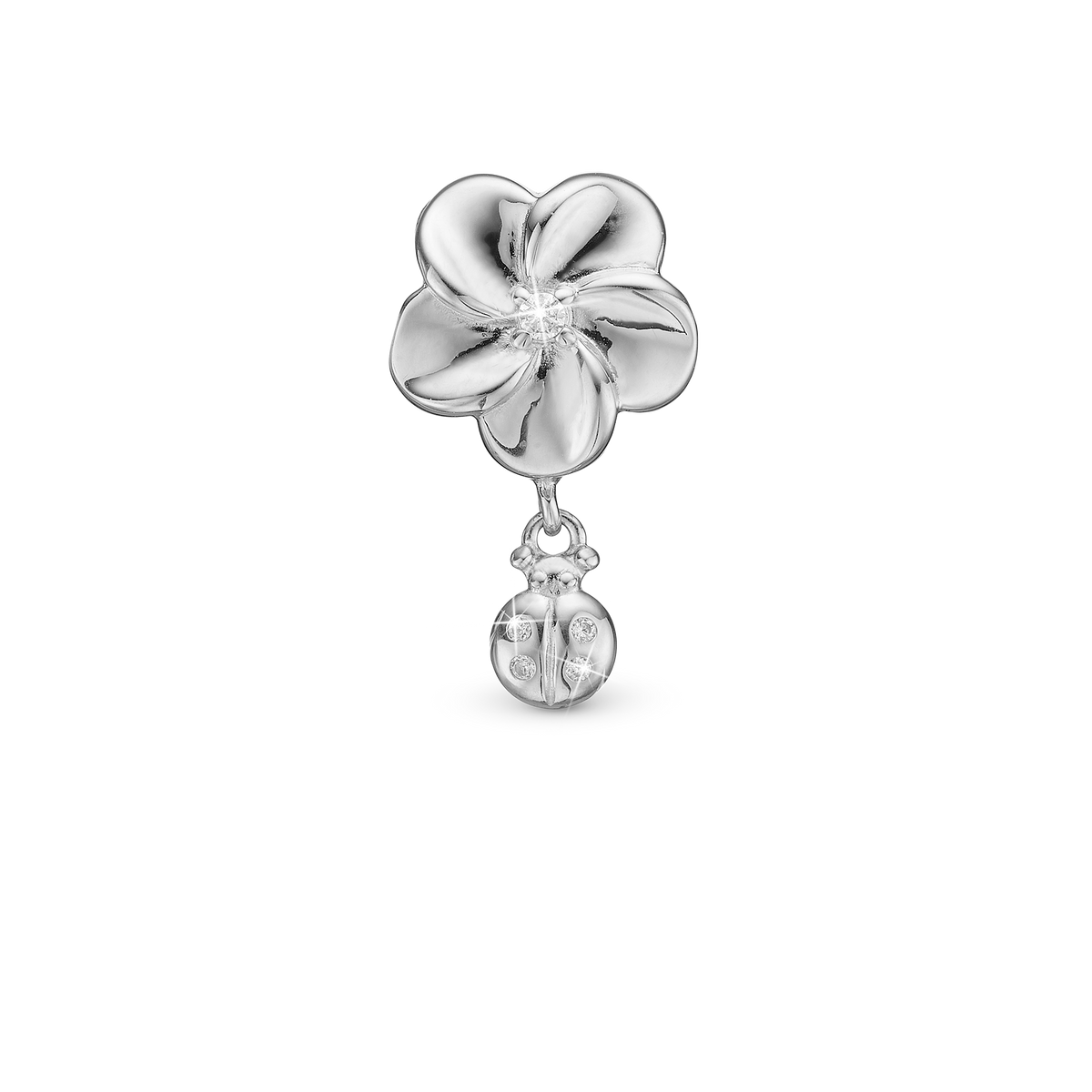 Christina Flower and Ladybird charm i sølv – model 630-S263