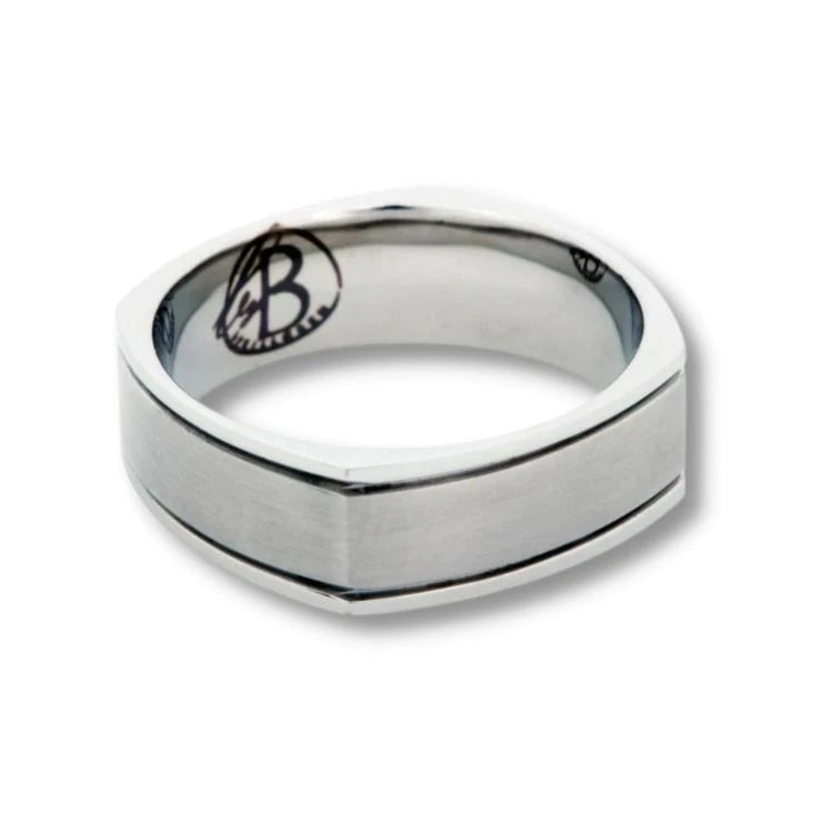 By Billgren - Herre ring, stål med kantet mønster - Model: 5610