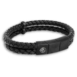 By Billgren - Herre armbånd i sort db. rækket læder - Model: 8217