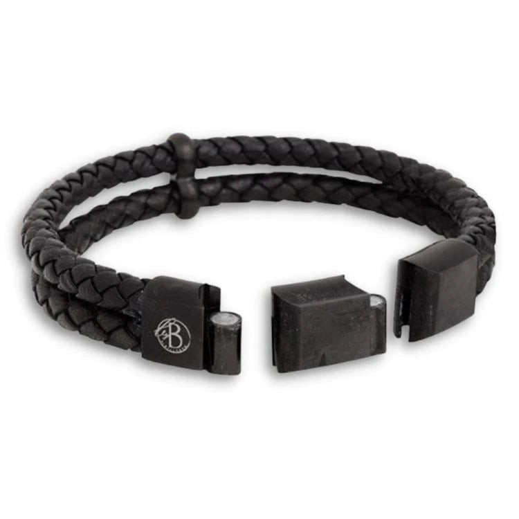 By Billgren - Herre armbånd i sort db. rækket læder - Model: 8217
