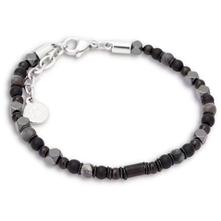 By Billgren - Herrearmbånd i rustfri stål med onyx og hæmatit (Sam) - Modelnr.: 8443