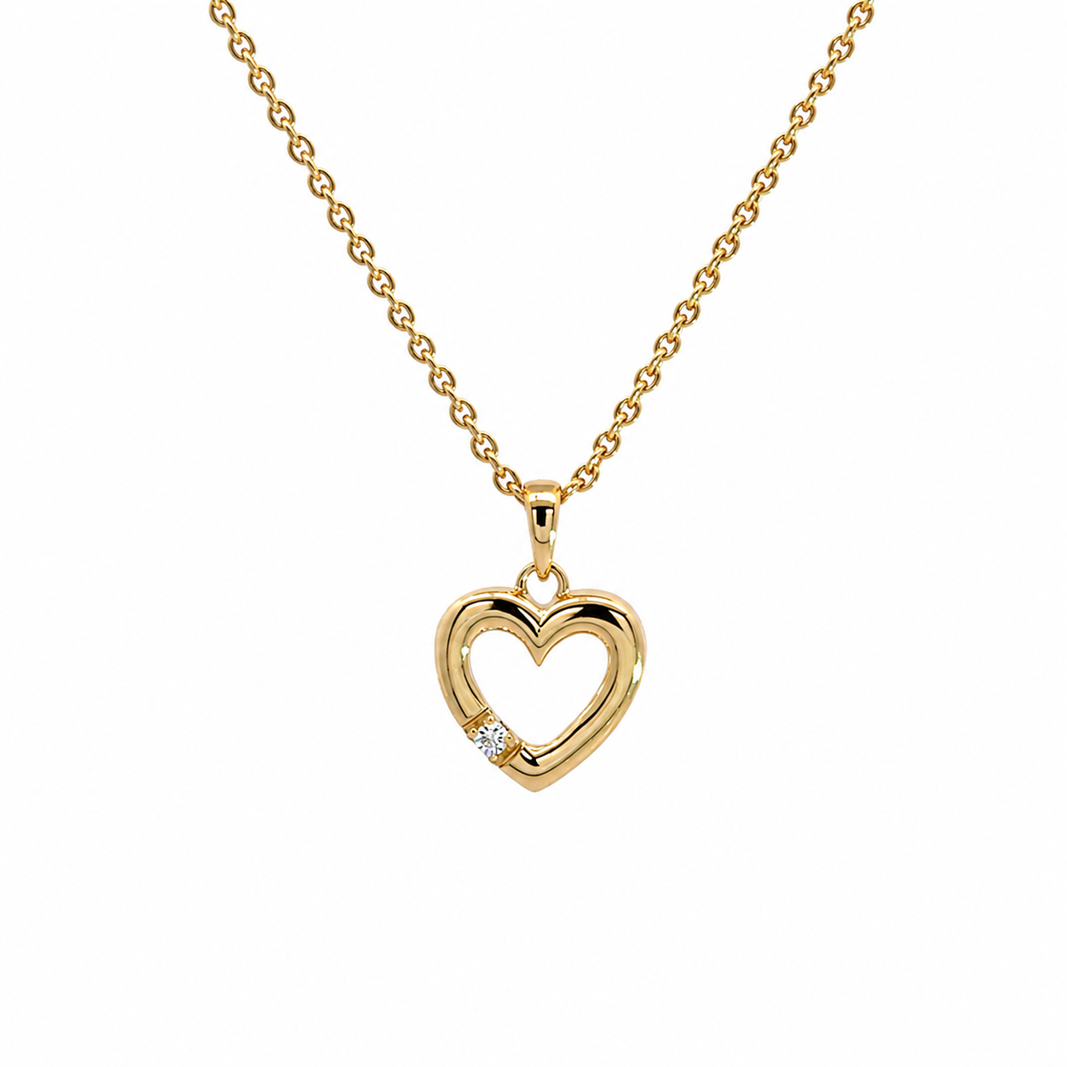 14 kt. Guld hjerte vedhæng med diamant 0,02ct tw/si - Model: 20-22122
