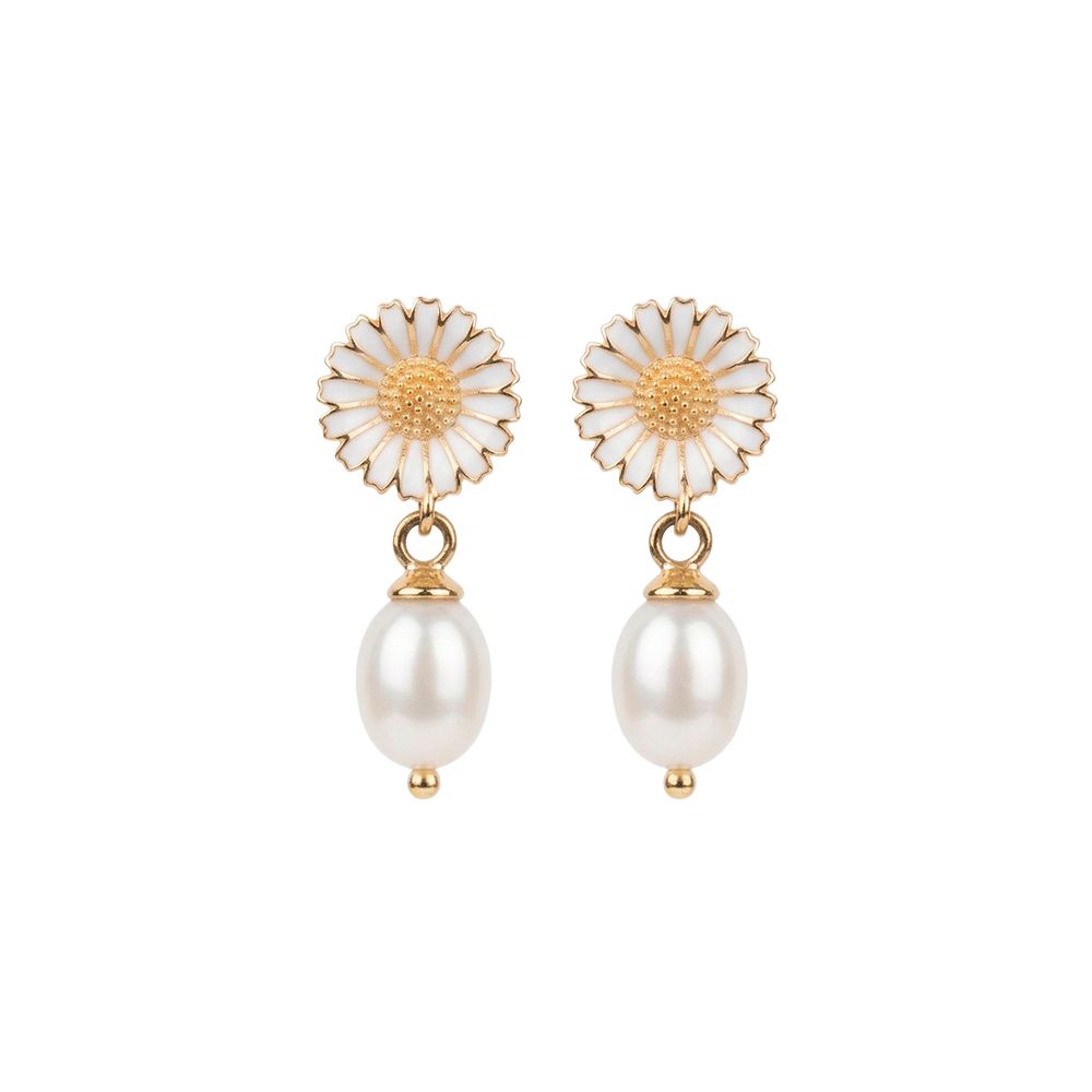 Christina Jewelry - Marguerite Pearl ørehængere, forgyldt sølv - Model: 670-G114