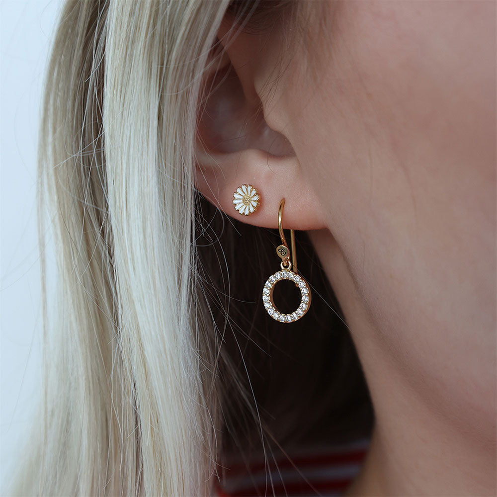 Christina Hanging Sparkly Circle ørehængere i forgyldt sølv – model 670-G19 – billede 2