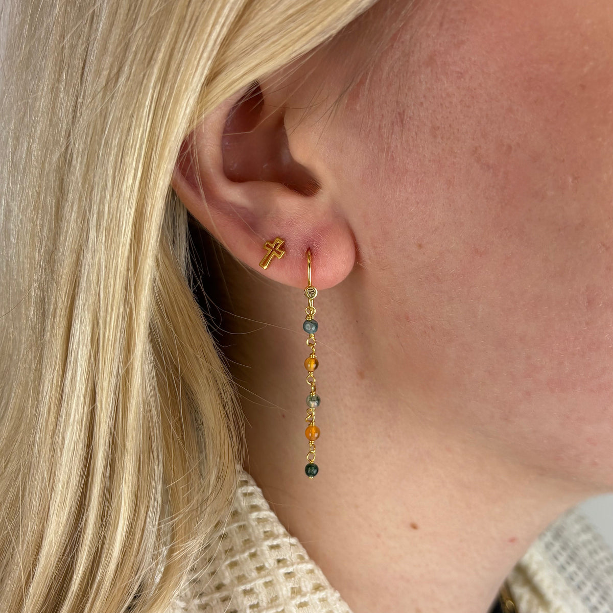 Christina Cross ørestikker i forgyldt sølv – model 671-G23 – billede 2
