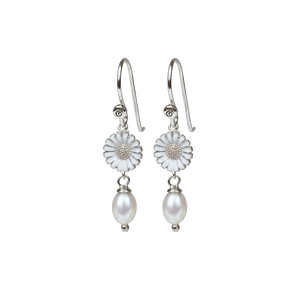 Christina Jewelry - Marguerite Pearl Drop ørehængere, sølv - Model: 670-S115
