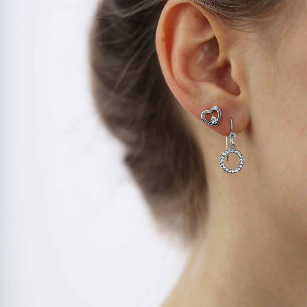 Christina Hanging Sparkly Circle ørehængere i sølv – model 670-S19 – billede 2