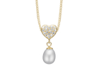 Christina jewelry - Sparkling Heart, forgyldt vedhæng med ferskvandsperle og zirkoner - Model: 680-G122