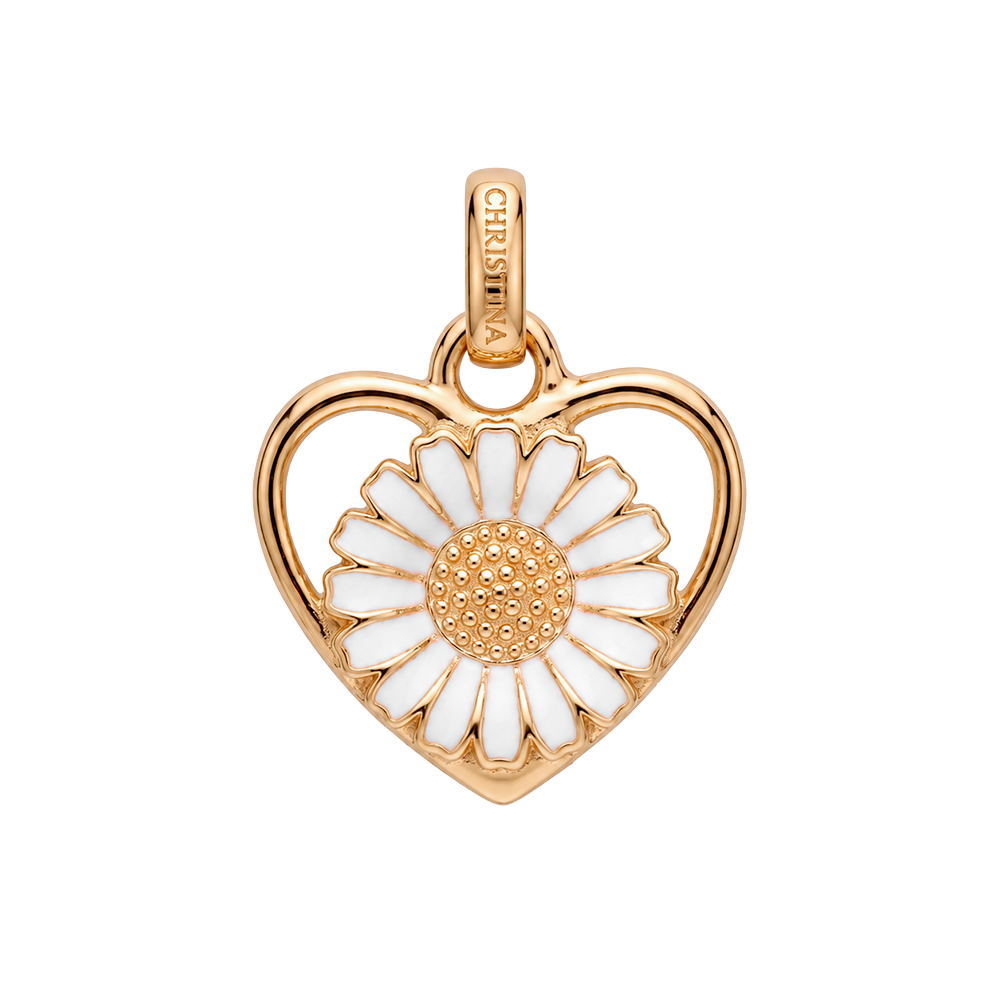 Christina Jewelry - Marguerite Inside Heart vedhæng, forgyldt sølv - Model: 680-G186