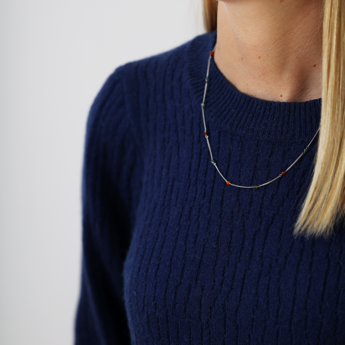 Christina Carnelian and Mos Agat halskæde i sølv – model 680-S98 – billede 3