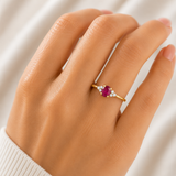 14 kt. guld ring med rubin og diamant - Model: 40-22651
