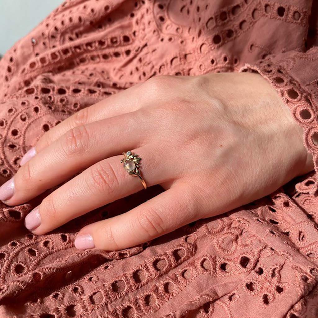 Scrouples - Prima Vera ring 14 kt. m zir og rosa quartz - Model nr.: 711835