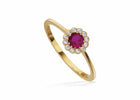 Scrouples - 8 kt. guldring, roset med rød og hvide syntetiske zirkoner - Model: 713943