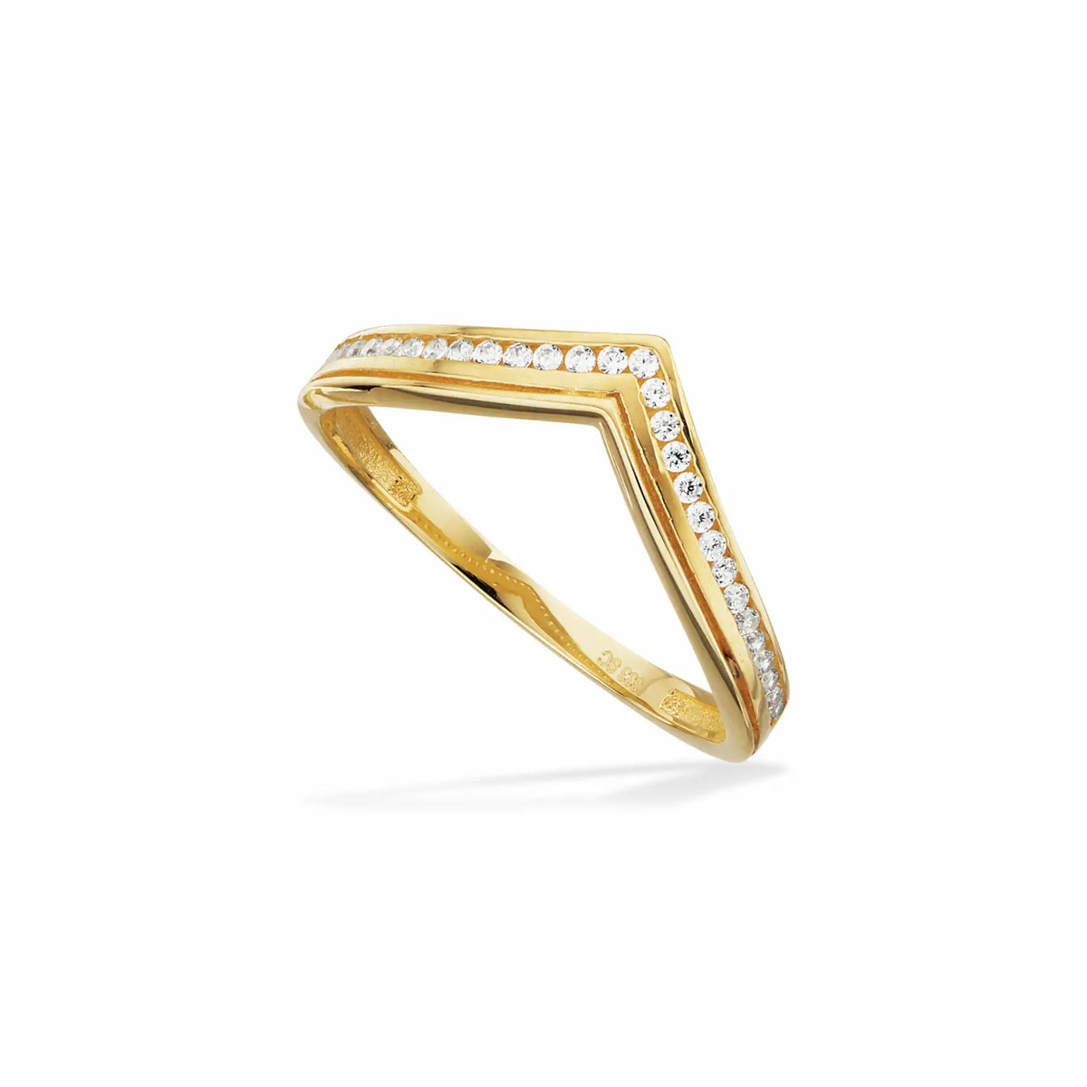Scrouples - 8 kt. guldring, V-ring med syntetiske zirkoner - Model: 713983