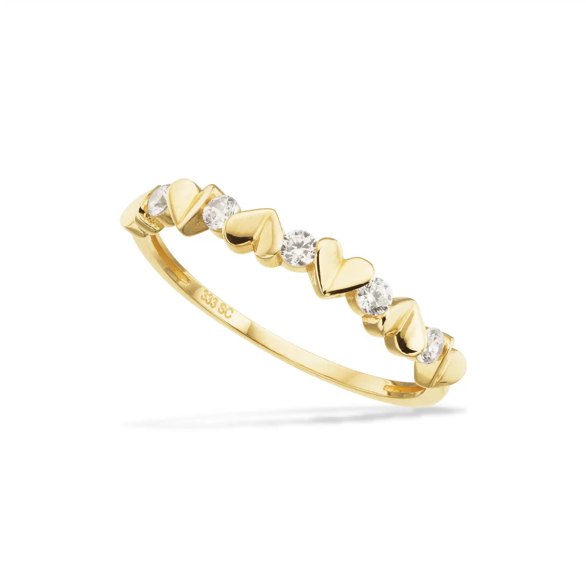 Scrouples - 8 kt guldring med hjerter og syntetiske zirkoner - Model: 714303