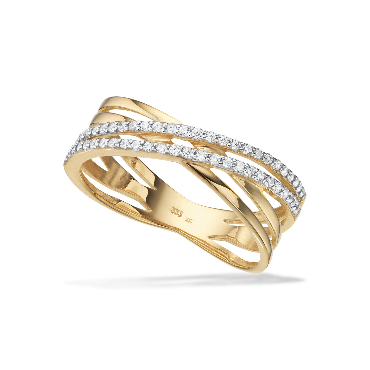Scrouples - 8 kt guldring med syntetiske zirkoner - Model: 714634