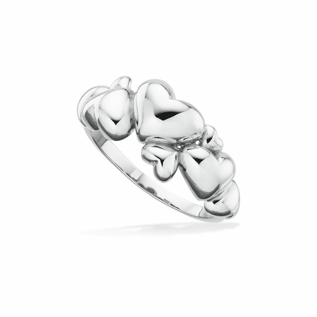 Scrouples - Sølv ring, blanke sammensatte hjerter - Model: 728442