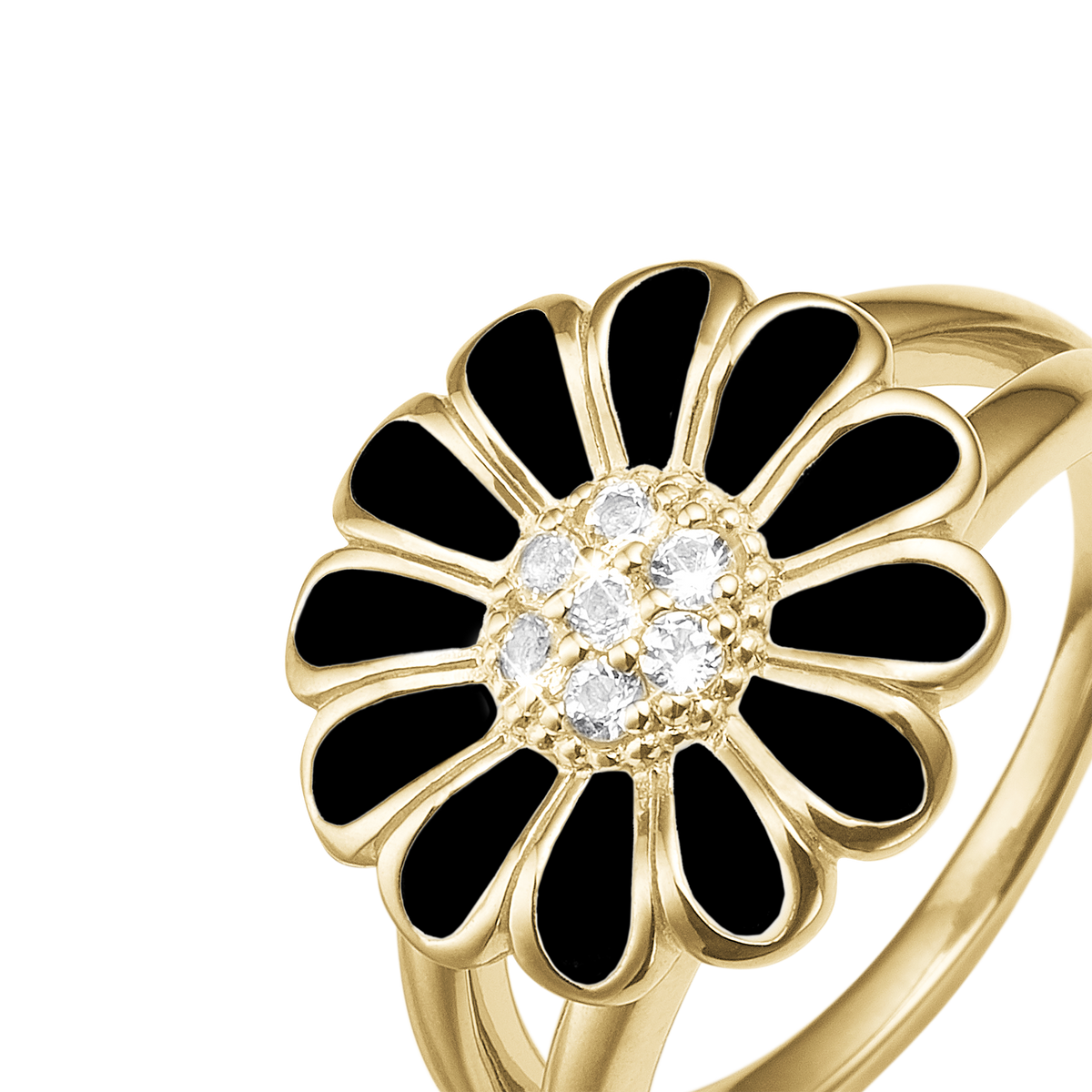 Christina Topaz Big Black Marguerit ring i forgyldt sølv – model 800-4.5.B – billede 6