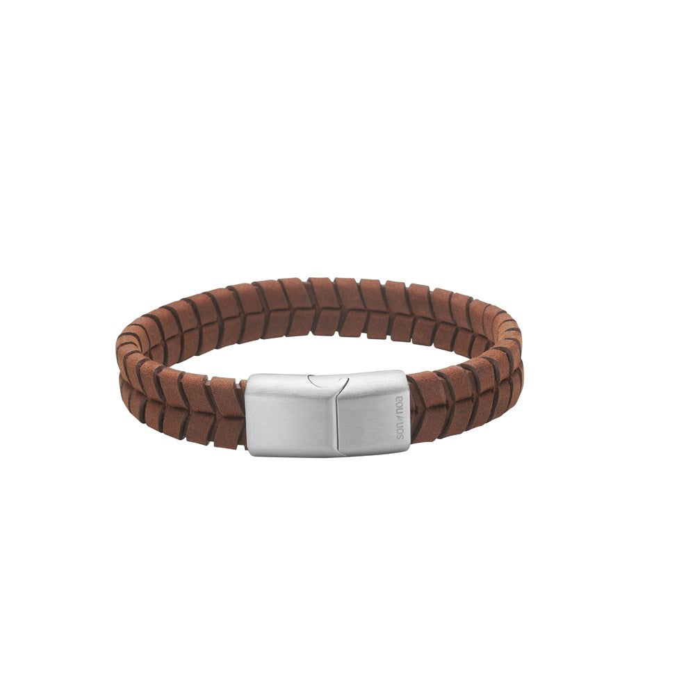 Son of noa - Herrearmbånd i brunt kalveskind, 12 mm, 21 cm