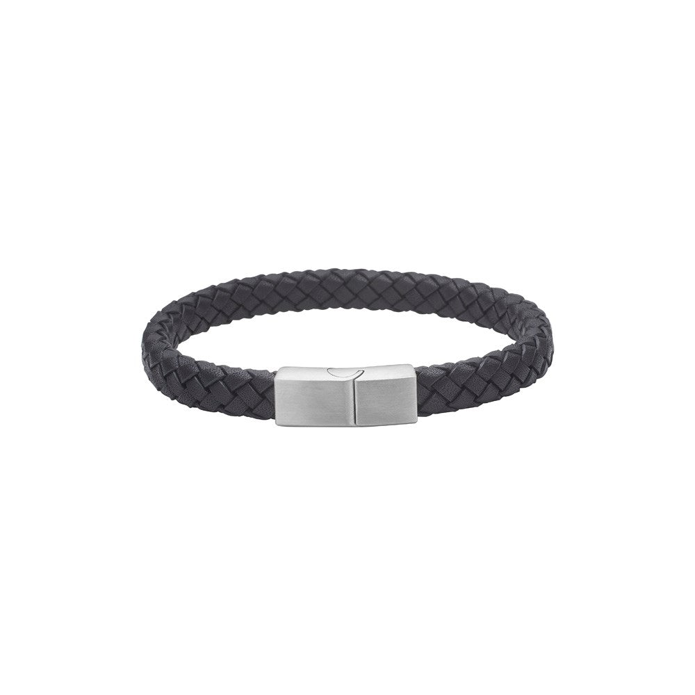 Son of noa - Herrearmbånd i sort kalveskind, 8 mm, 21 cm