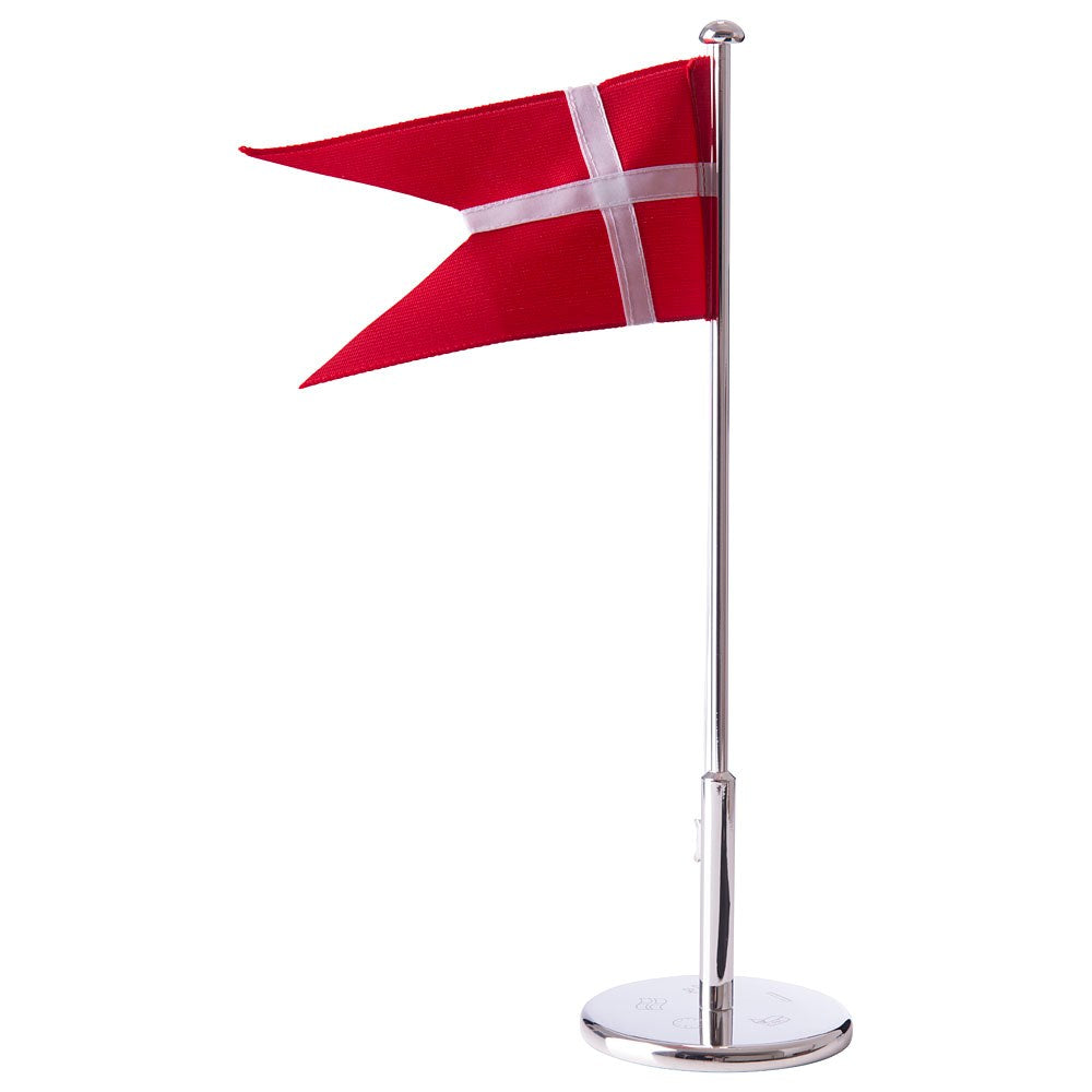 Zilverstad Forkromet flagstang m. dåbsfod, 30 cm