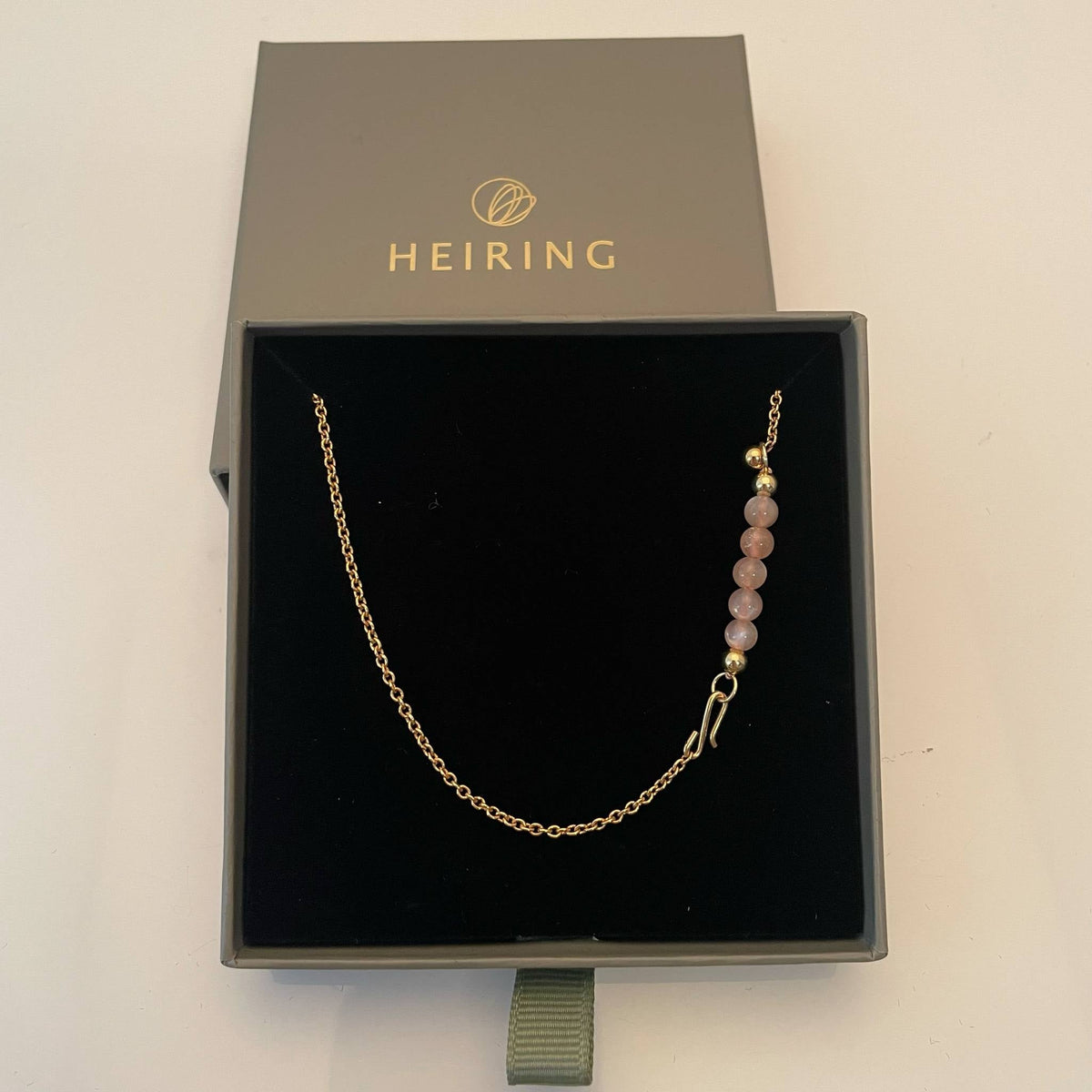 Heiring Multi halskæde med Peach månesten top