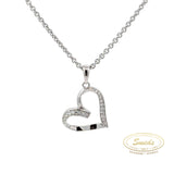 Sølv vedhæng. hjerte med syntetiske zirkoner og kæde - Model: 20-12740