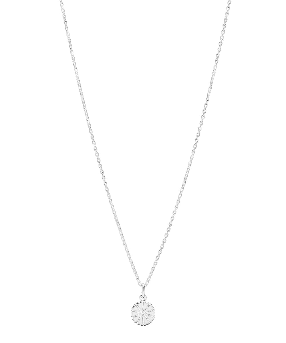 Lund Copenhagen Marguerit collier 9mm hvid emalje 42-45cm i sølv – model 902009-H
