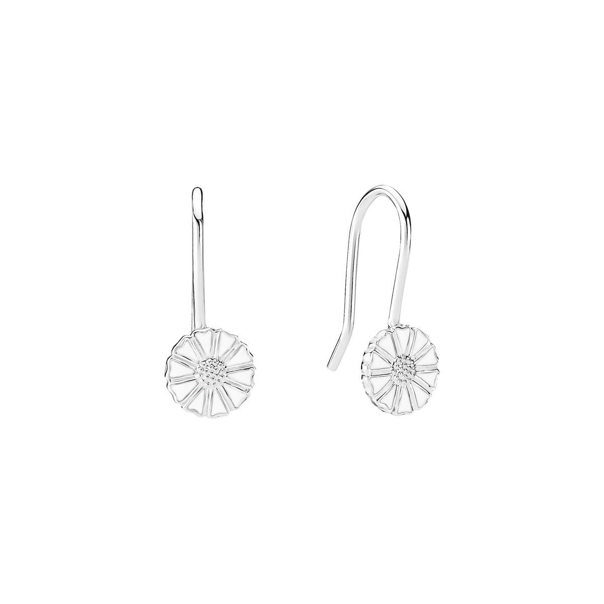 Lund Copenhagen Marguerit ørebøjle 7,5mm hvid emalje i sølv – model 909075-H