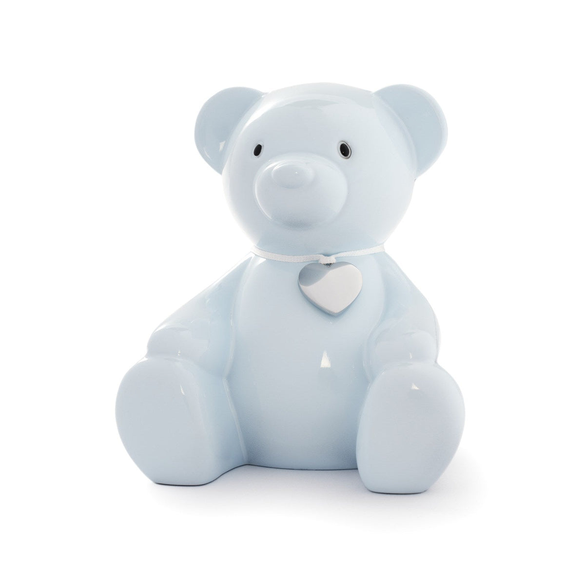 Zilverstad Lyseblå sparebøsse bamse m. graveringsplade