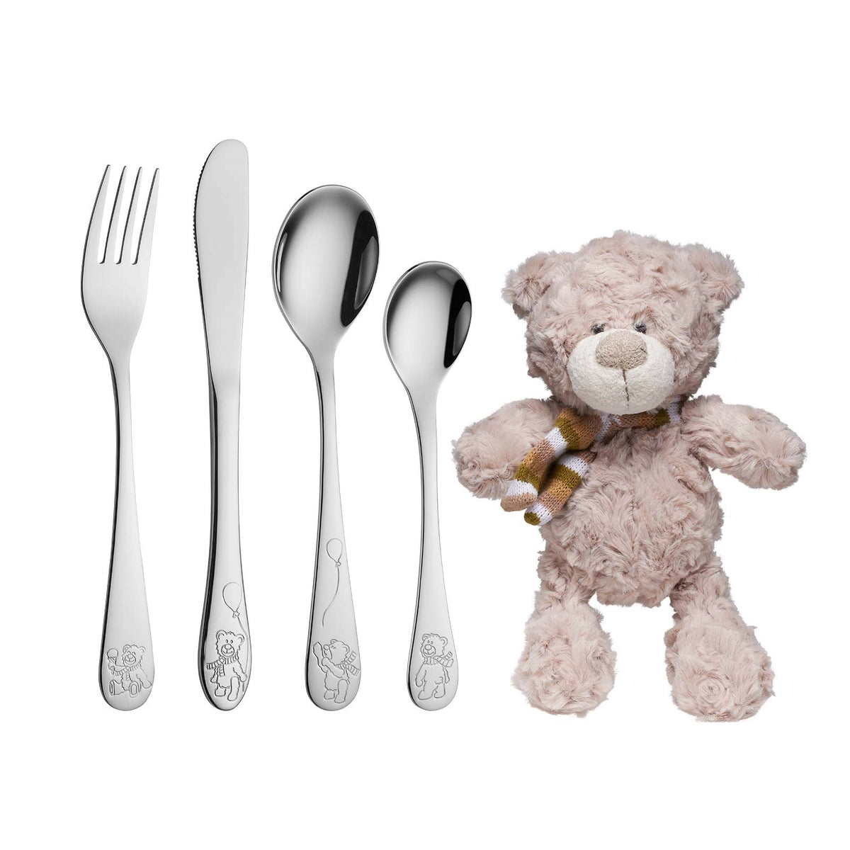 Zilverstad Rustfrit stål bestik m. teddy inkl. bamse