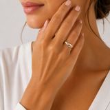 14 kt. rød og hvidguld diamant ring med 0,055 ct w/si
