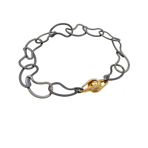 SAN Links Of Joy - Armbånd sort rhodineret med forgyldt magnetlås - Model: 99837-19