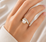 14kt. Perlering med diamanter 0.05 w/si - Model: 40-22602