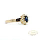 14 kt. Guld roset ring med Safir og brillanter 0,15ct tw/si - Model: 40-22573