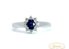 14 kt. Hvidguld roset ring med safir og brillanter 0,15ct tw/si - Model: 40-22574