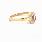 14 kt. guld diamantring med diamant, 0,06ct tw/si og Pink Morganite 5x7mm - Model: 40-22646
