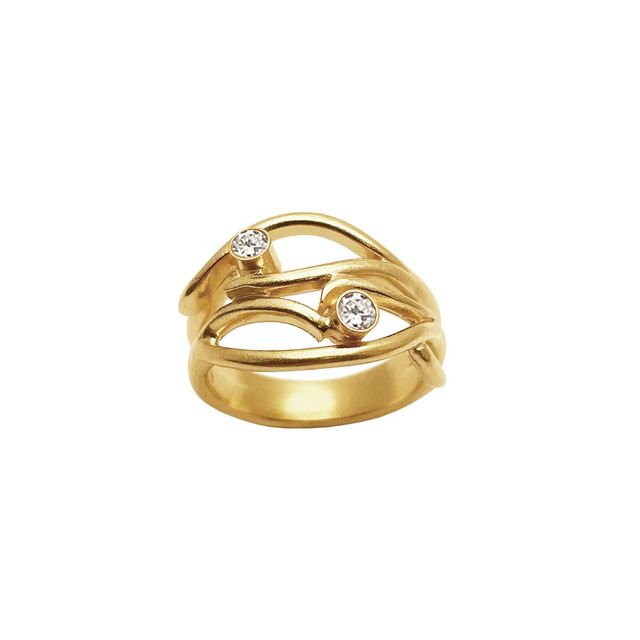Heiring - LUMI Ring medium with 2 zirkon - Goldplated - Model: 53-7-46fg