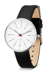 Arne Jacobsen - BANKERS 34 mm stål ur med læderrem - Model: 53101-1601