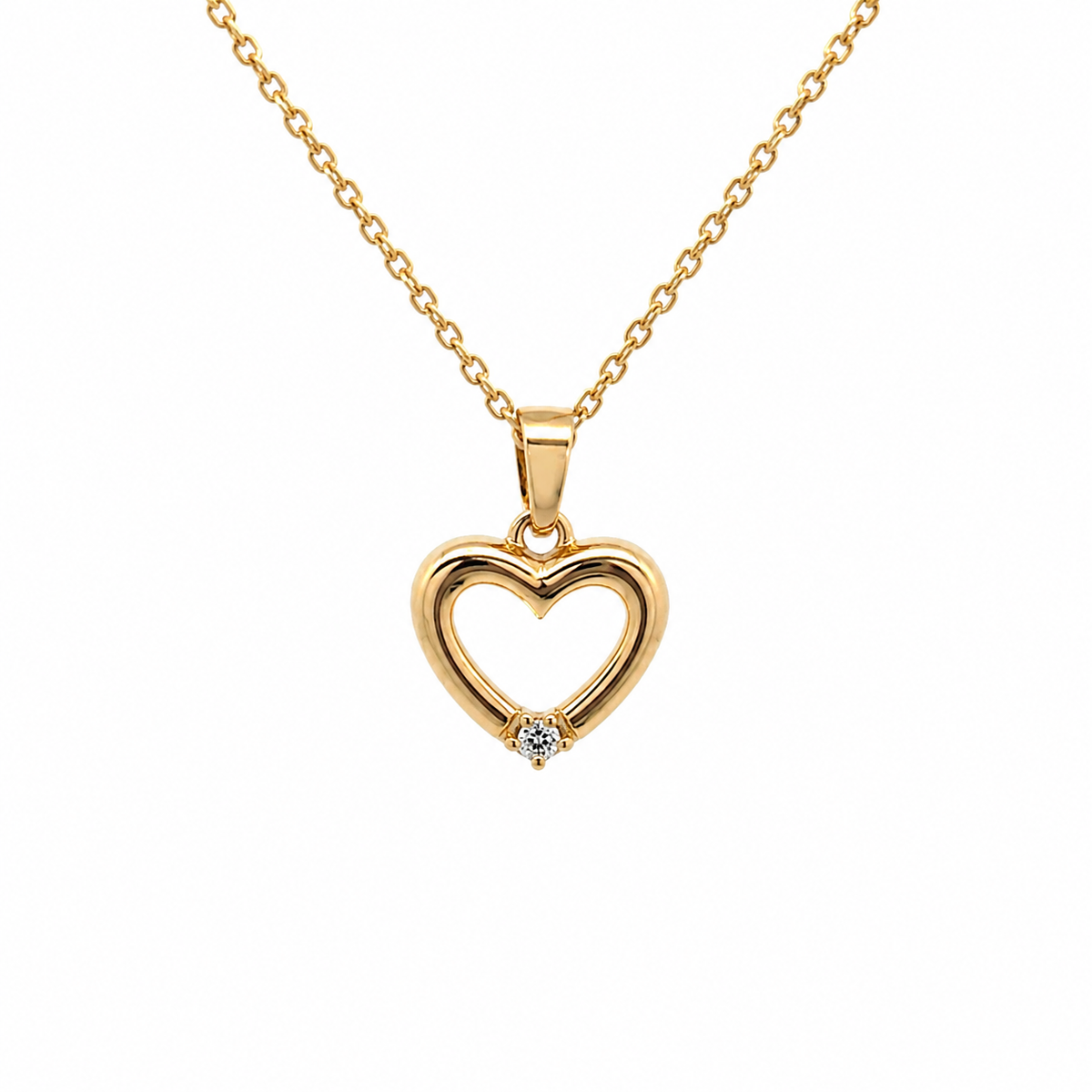 14KT. HJERTE VEDHÆNG MED DIAMANT 0,02CT