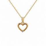 14KT. HJERTE VEDHÆNG MED DIAMANT 0,02CT