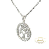 Sølv vedhæng, livets træ med syntetiske zirkoner og kæde - Model: 20-12737