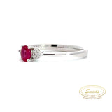 14 kt. Hvidguld ring med rubin og diamant - Model: 40-22571