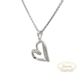 Sølv vedhæng. hjerte med syntetiske zirkoner og kæde - Model: 20-12740