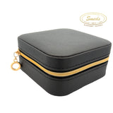 Smykkeskrin 10x10 cm - Sort med forgyldt lynlås - Model: SK1004