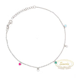 Sølv ankelkæde med charms - Model: CR13491