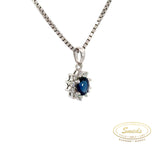 14kt diamant hvidguld vedhæng m. safir + 10x0,014 brillanter - Model: 20-22137